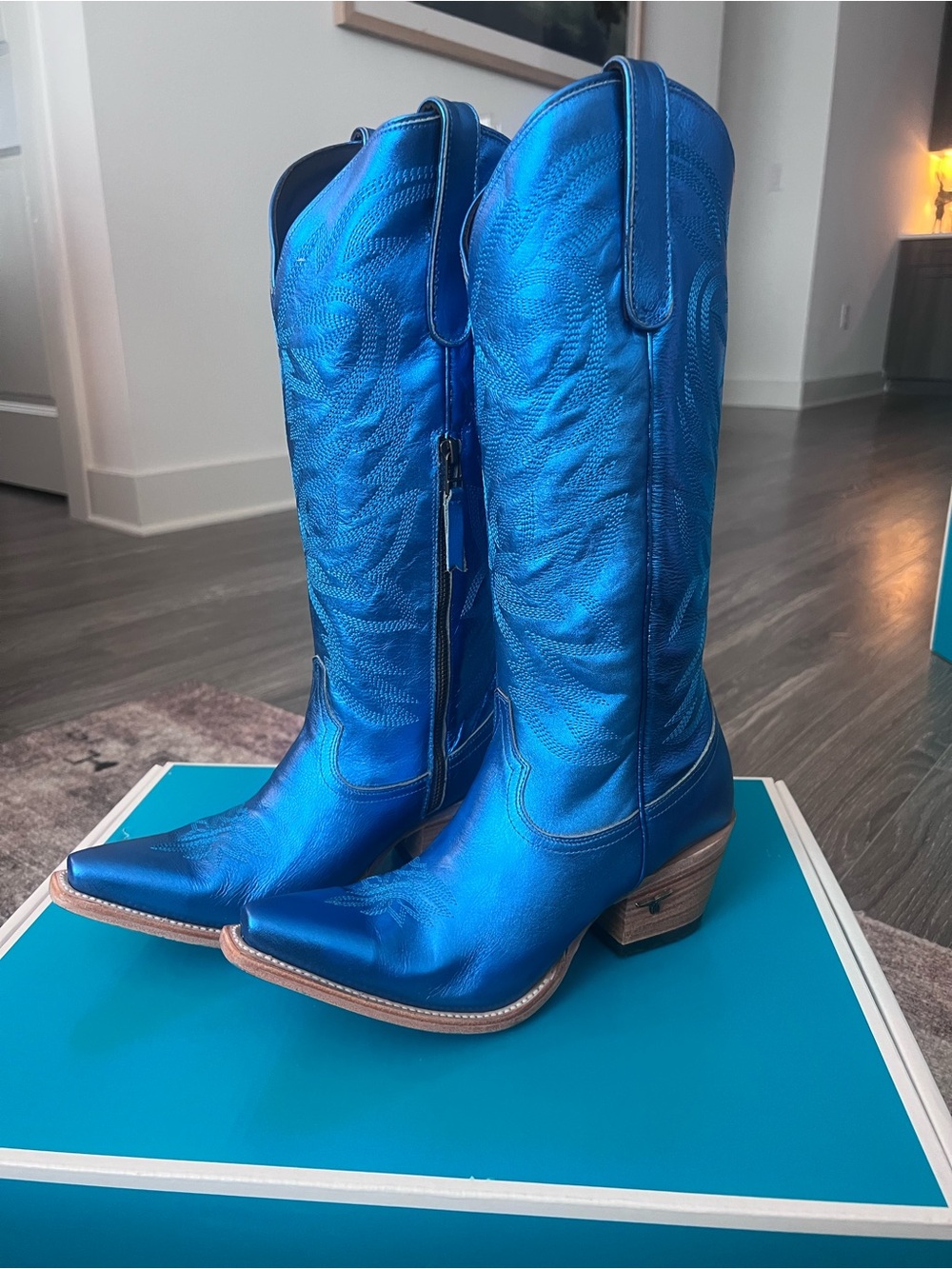 Lane Boots- Women's Metallic Blue Cowboy Boots